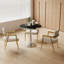 Table de salle à manger ronde et bistro moderne avec plateau en faux marbre, assemblage facile, structure en métal robuste-1479408588