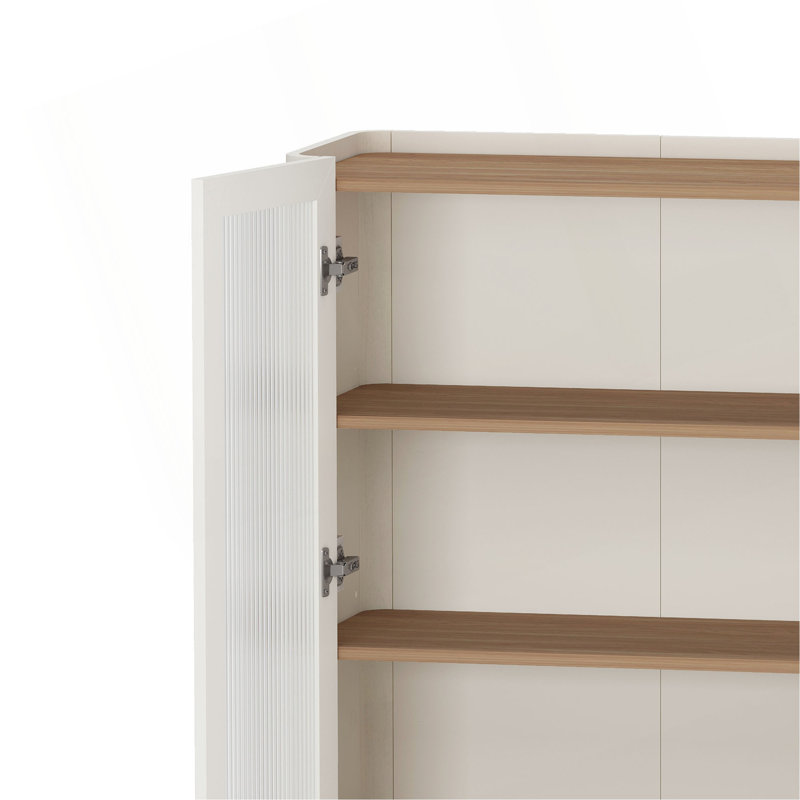 Bibliothèque en verre trempé 32 "Abbey (4 tablettes), Brun / Blanc