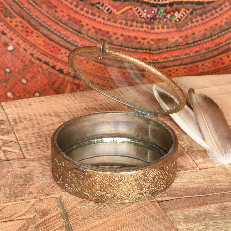 Boîte à bijoux ronde en miroir
