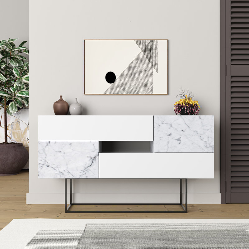 Mazzitelli 145cm Console Table, White/Carrara