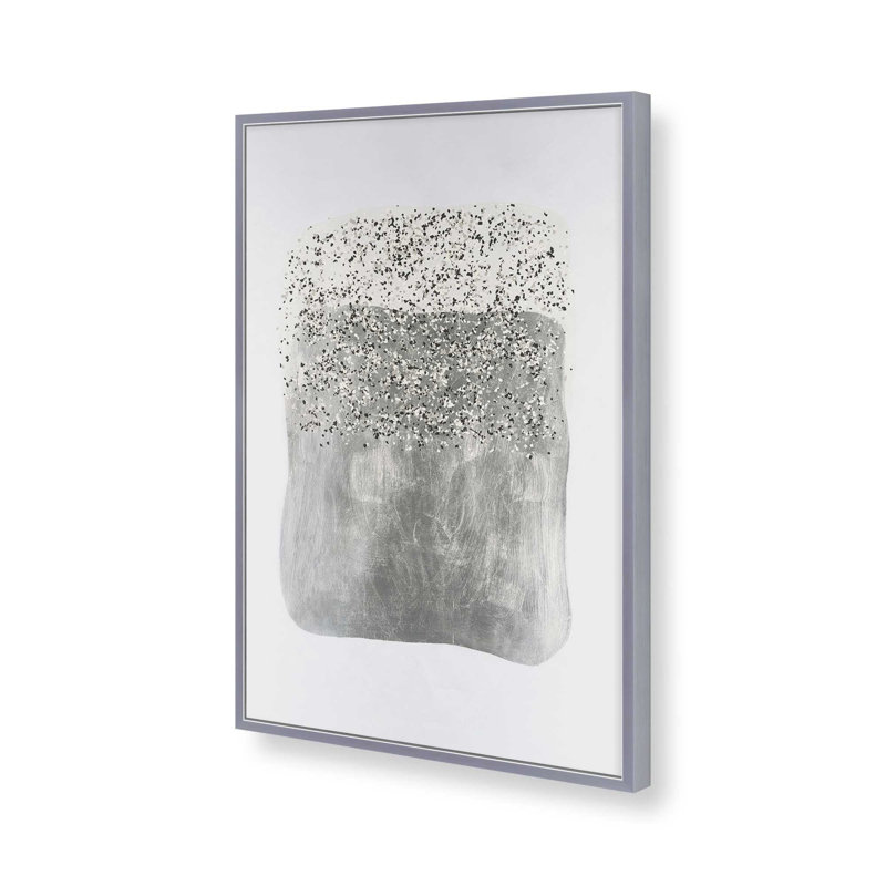 Metallic Rainfall I, 37.25" H x 25.25" W, Open Corner Framed, Polished Chrome