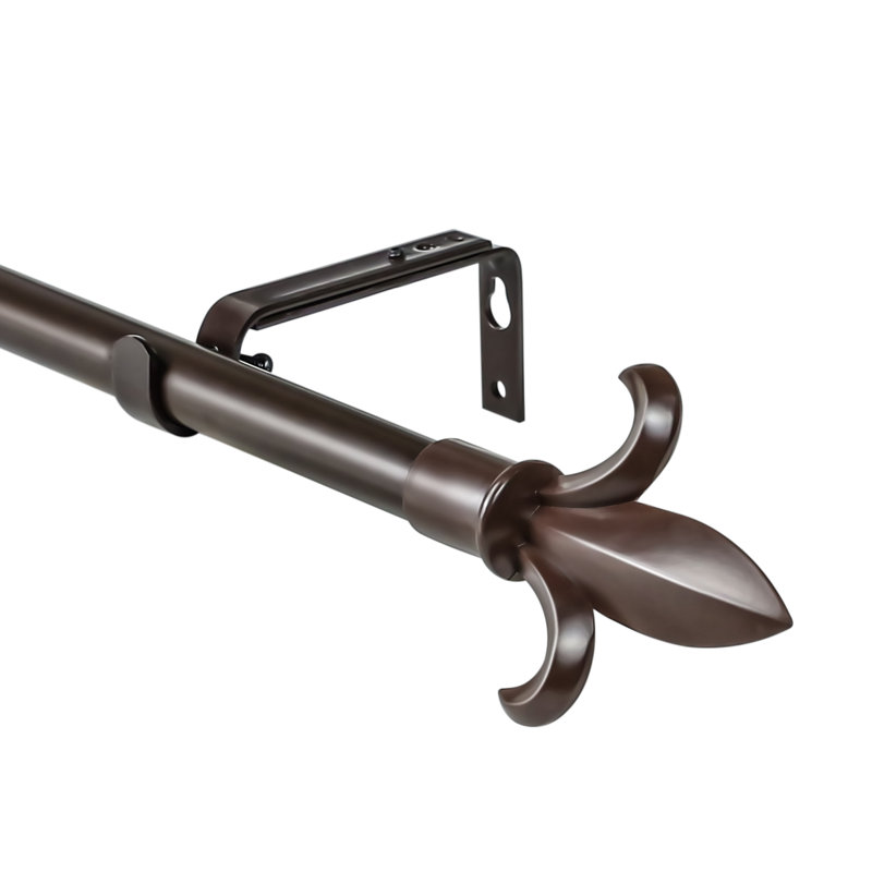 Tringle à rideaux simple Halma Fleur De Lis, H 1 po x l 48 po x P 1 po, Bronze