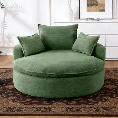 Oversized Upholstered Accent 360° Swivel Chair– Corduroy, Compression-Molded Foam, Swivel