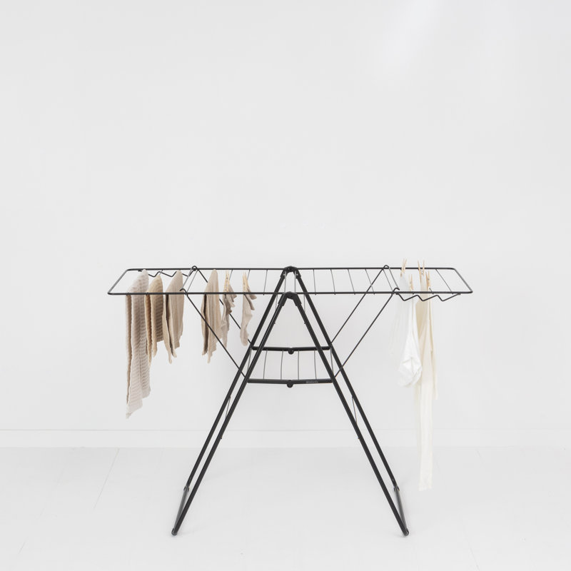 Brabantia HangOn Foldable Clothes Drying Rack - 66 Feet (20m), Matte Black