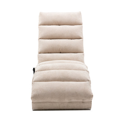 Luxury Upholstered Chaise Lounge Chair With Vibration, Modern Fixed-back Fabric Leisure Recliner For Living Room/bedroom