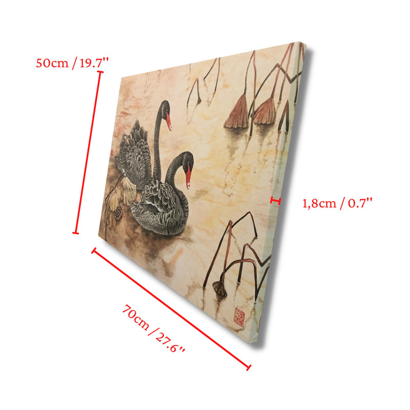 Black Swan by Fiona Sheng - Wrapped Canvas Painting