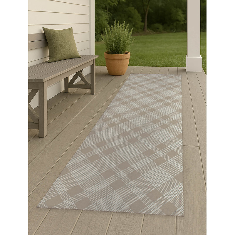 Tapis d'extérieur antidérapant Lily Tartan, Tapis de couloir 2 pi 6 po x 8 pi