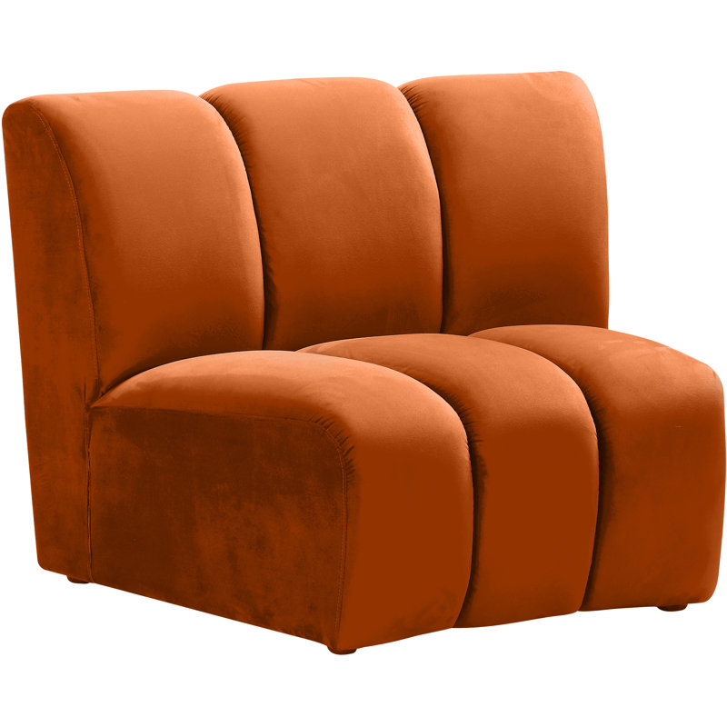 Dabir Velvet Slipper Chair, Cognac Velvet