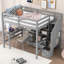 Full Size Loft Bed with L-Shaped Desk and Drawers, Cabinet and Storage Staircase-1962237045