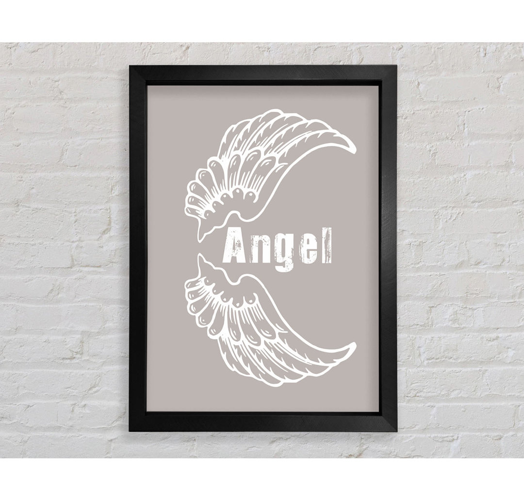 Angel Wings 3 Beige Gerahmter Druck