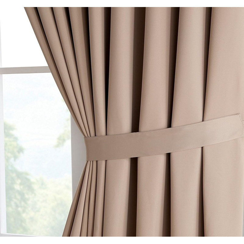 Paire de 2 grands rideaux séparateurs en taupe brun Nicole pour grandes fenêtres ou salles de repos Nicole, Taupe