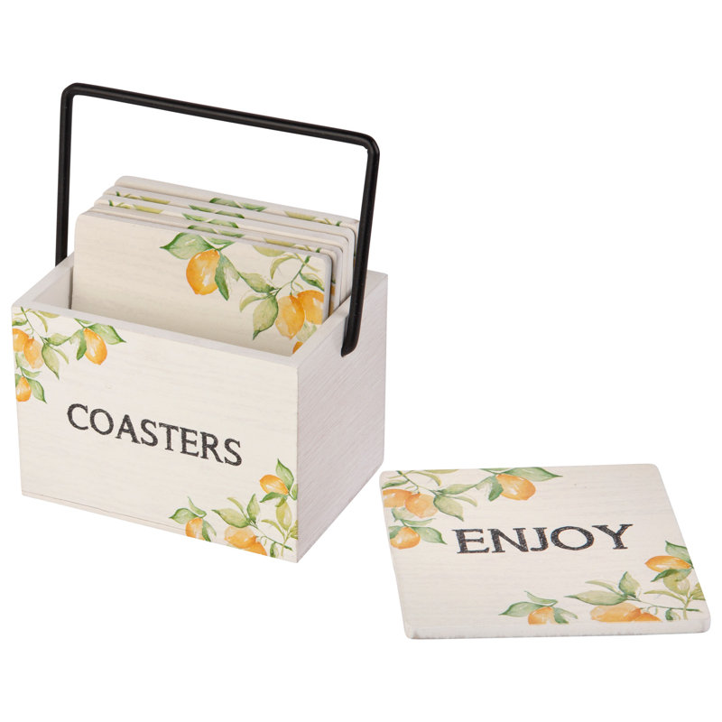 Wood Square 6 Piece Coaster Set