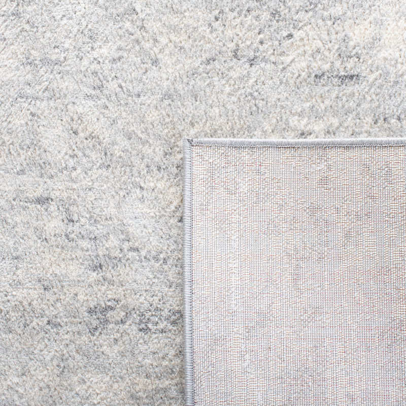 Tapis abstrait gris clair / bleu N'Keal, Carré 3 pi, Grey