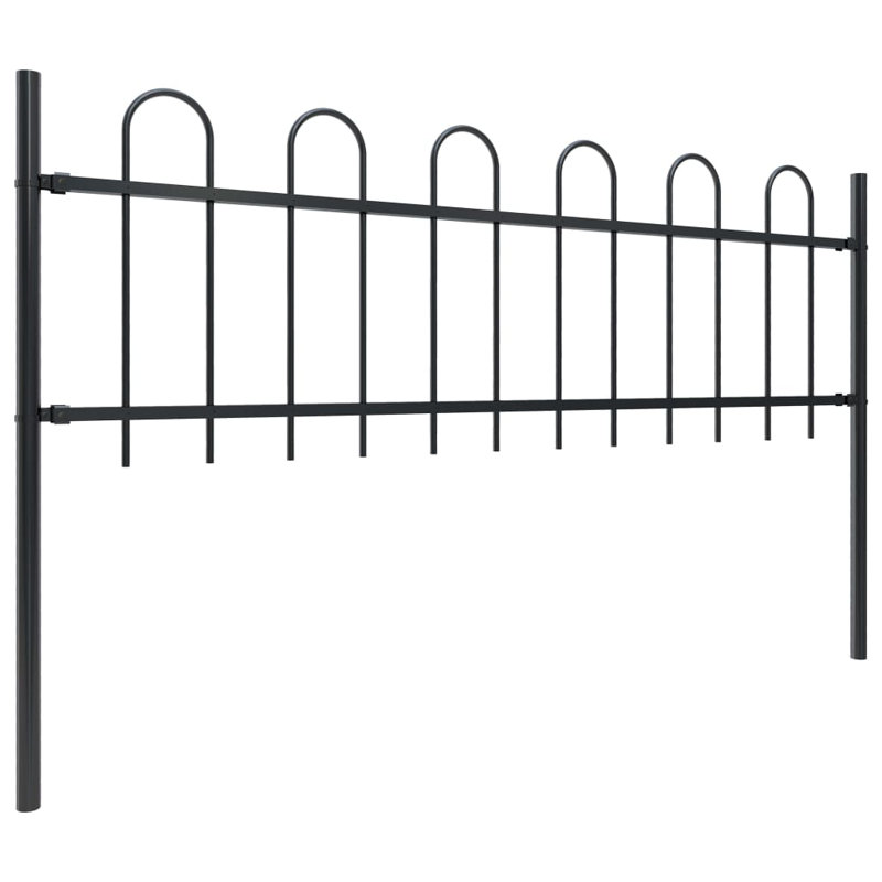Verla Black Metal Fence Panels Included, 60cm H x 340cm W x 0.5cm D
