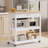 Kitchen Island Cart On Wheels, 40 Inches Width Kitchen Shelf With Power Strip, 3 Tiers Rolling Utility Cart With Solid Wood Top And Drawer