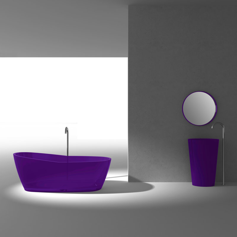Ember 65.63'' x 32.5'' Soaking Stone Bathtub, Evening Violet