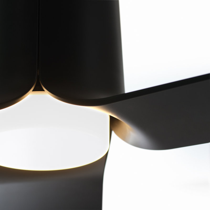 Visual Comfort Fan Peel Smart 52 LED Indoor Ceiling Fan with Threaded Downrod, Midnight Black ABS blades and Handheld Remote