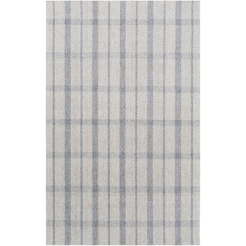 Tapis gris clair / avoine / gris tissé à plat à la main Louisa, Rectangle 5 pi x 7 pi 6 po
