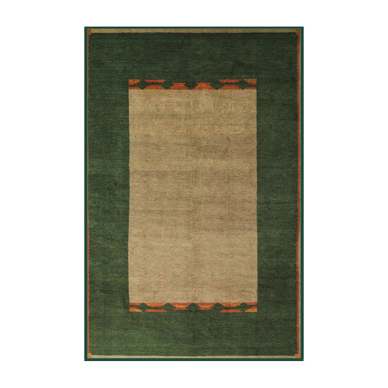Tapis rouge en laine et polyester tissé à la machine Chloe-Mai, Rectangle 5 pi x 7 pi