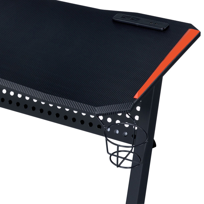 Dragi Gaming Table with USB Port in Black and Red