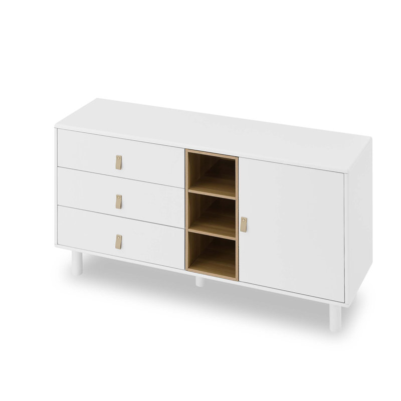 Commode combinée 3 tiroirs Heffernan, Blanc