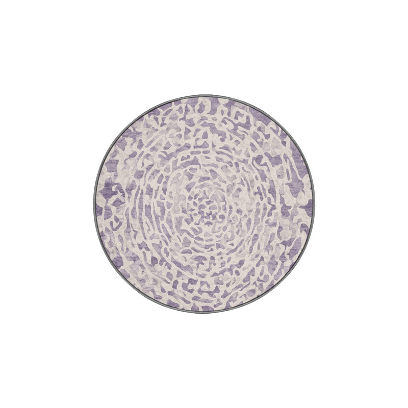 Machine Washable Gray Area Rug, Round 3'