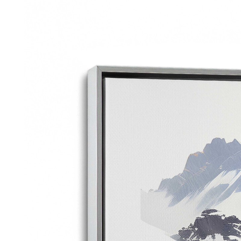 Impression sur toile Snowy Peaks at Sunrise, Cadre flottant en chrome poli, H 8,75 po x l 12,75 po x P 1,75 po
