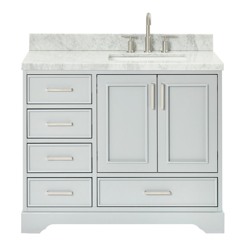Ensemble de meuble-lavabo simple 43 po Abshire, Nickel brossé, Gris