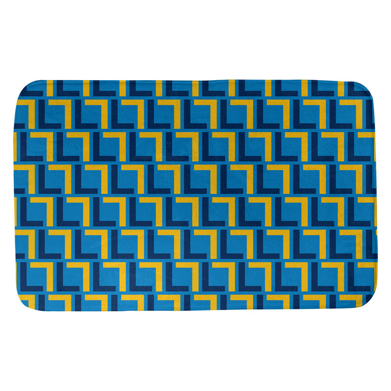 Tapis pour salle de bain Baltimore, l 17 po x L 24 po, Powder Blue/Navy Blue/Gold