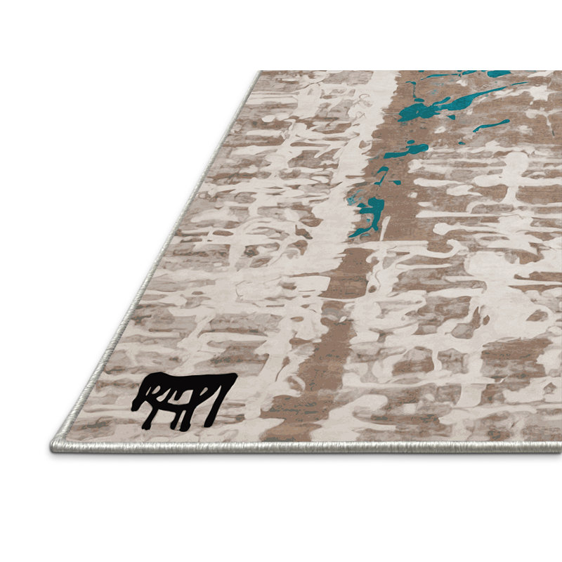 Tapis beige soyeux et moelleux, Carré 3 pi