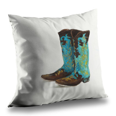 Blue Cowboy Boots Throw Pillow Insert | Home Decor Accent – Poly Twill Throw Pillow with Insert, Double-Sided Print