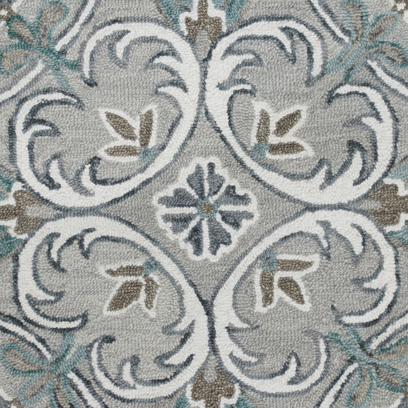 Hand Tufted Wool Floral Indoor Rug, Round 6'