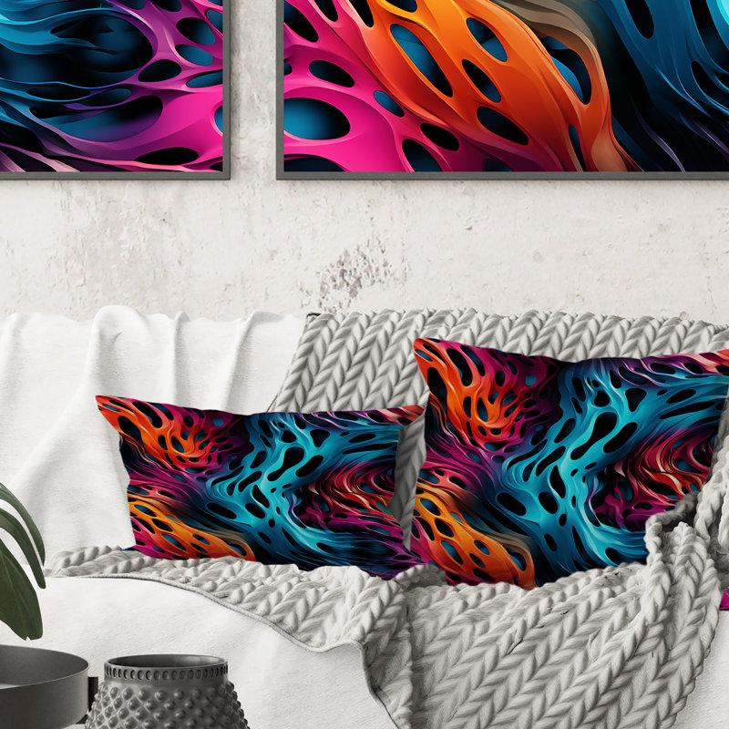 Coussin Futuristic Striped Fusion I - Abstract Abstract, H 18 po x l 18 po