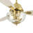 42"W Pepin Glam/Modern LED Indoor Clear Gold Glass Ceiling Fan With Oak And White Blades with a Remote Control