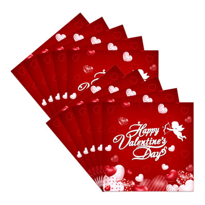 20 Valentines's Day Heart-Patterned Napkins Perfects For Valentines's Day Parties Decorative Disposable Handkerchiefs 6.5 X 6.5 Inches