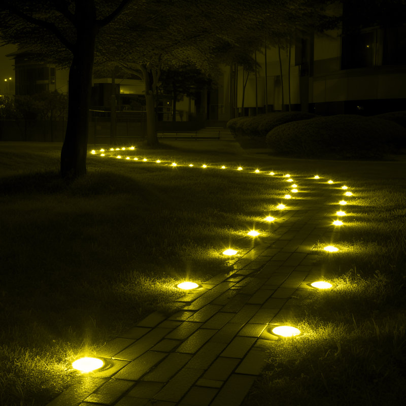 Éclairage solaire au sol - lumière chaude