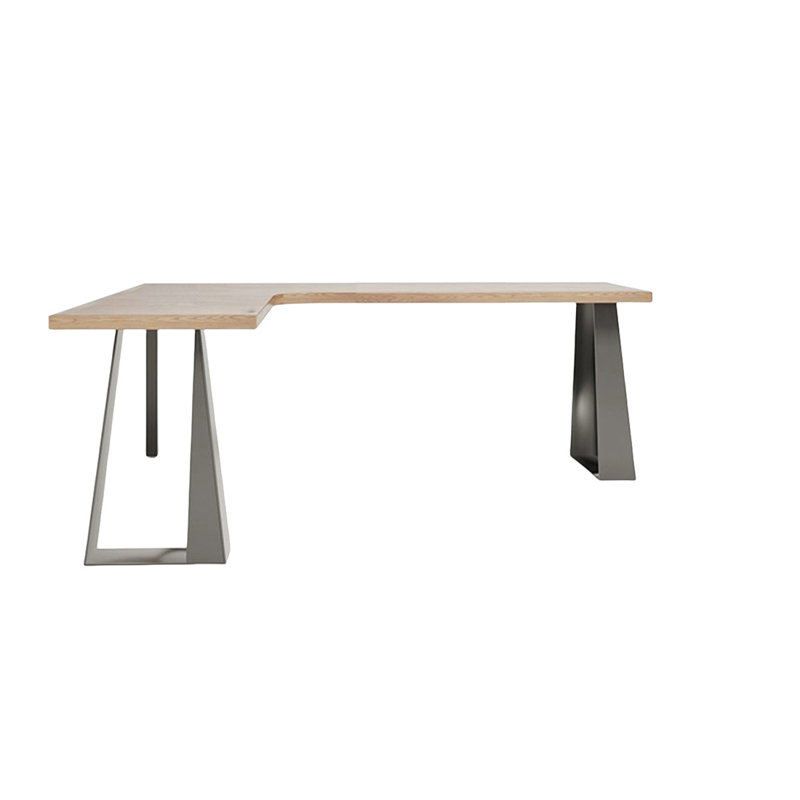 Bureau rectangulaire brun et noir en bois massif, Left Hand Return, 29.53" H x 62.99" W x 39.37" D