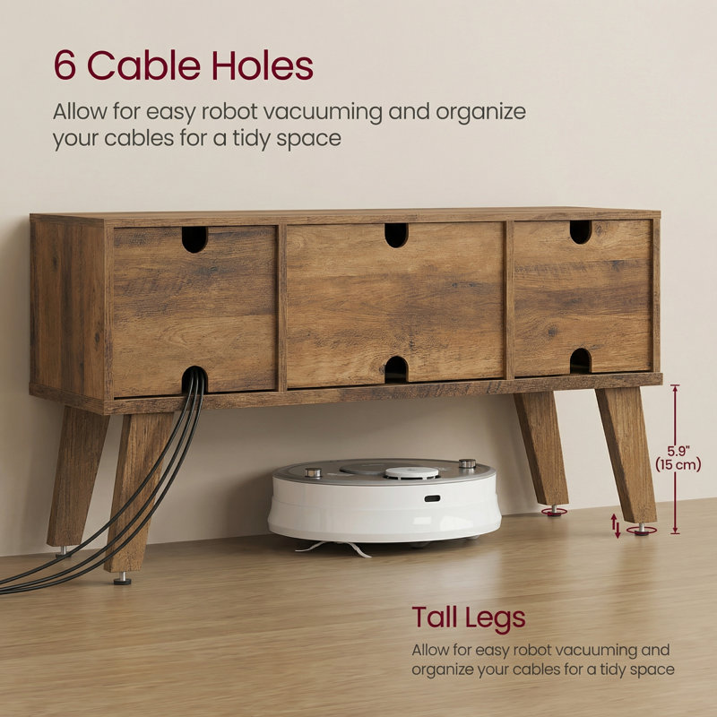 TV Stand For TVs Up To 65", Honey Brown