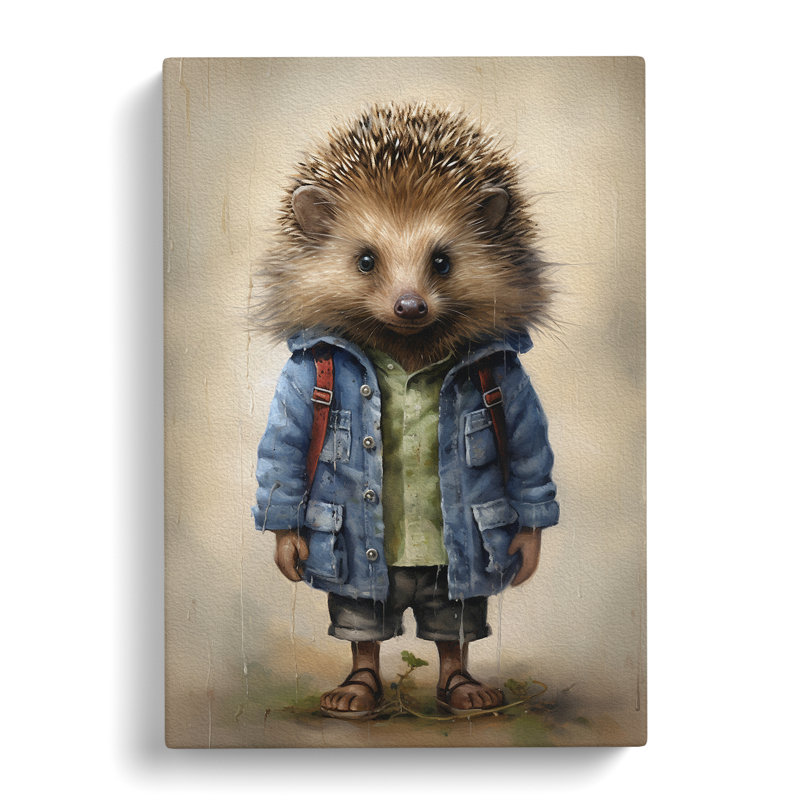 Hedgehog With Glasses - No Frame Print, 50cm H x 35cm W x 3cm D