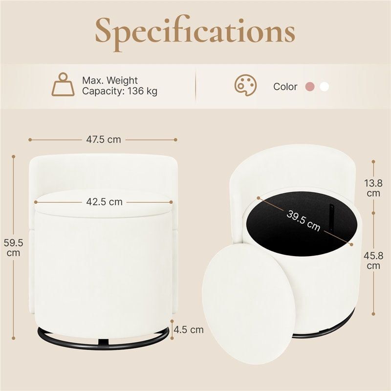 Accent Stool, White