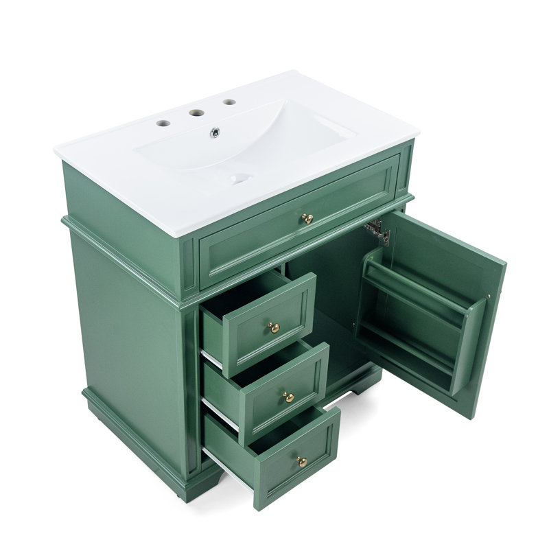 Bathroom Vanity with One Tip-out Drawer, Green