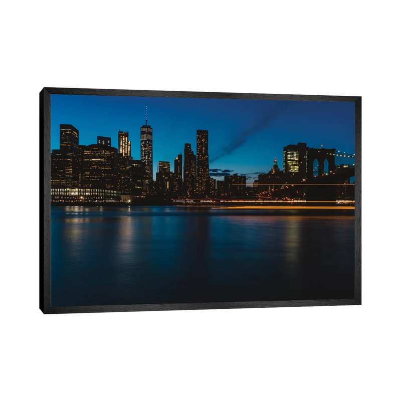 New York Lights II by Bethany Young - Print on Canvas, 45.72cm H x 66.04cm W x 3.81cm D, Black Framed