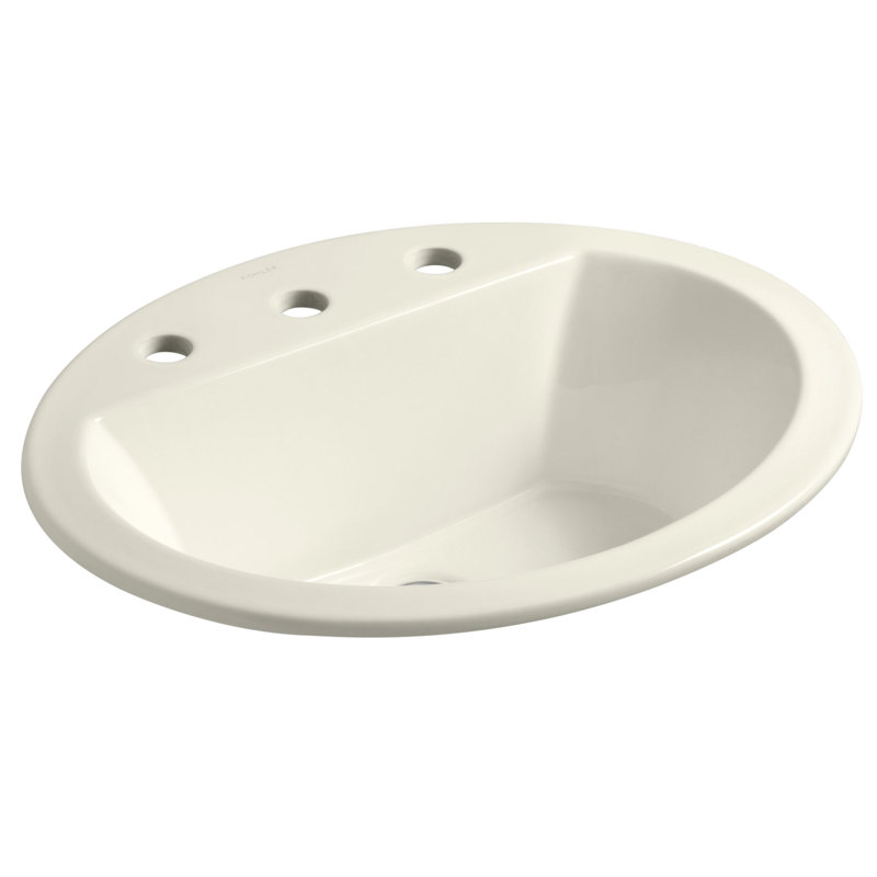 Bryant Ceramic Oval Drop-In Bathroom Sink with Overflow, White, Single