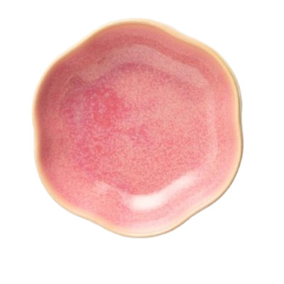 Anneau à fleurs en céramique rose et plat à bijoux