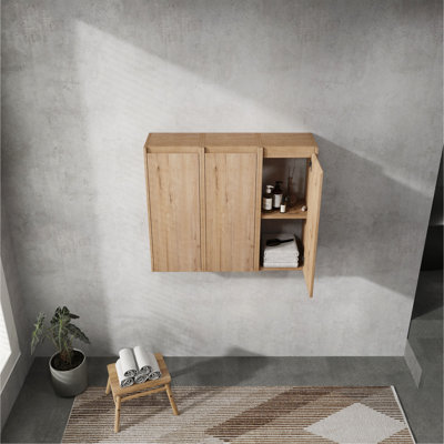 Armoire latérale de salle de bain 12 po, 3 portes à fermeture douce, fixation flottante, 12 * 3