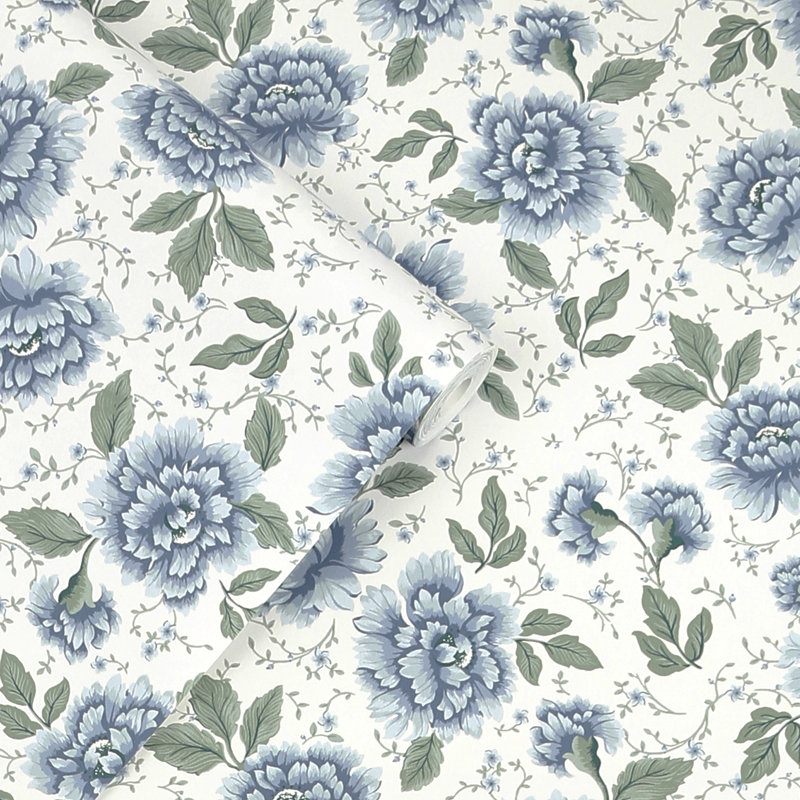 Papier peint bleu clair Laura Ashley Pickworth Posy