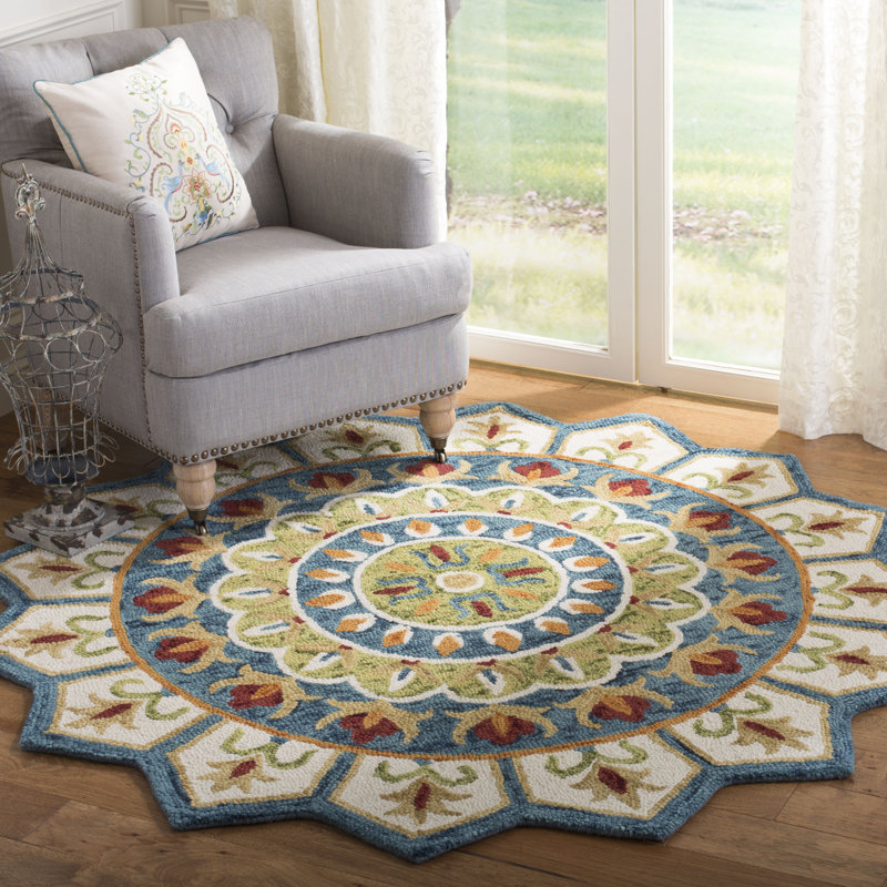 Corine oriental hand-tufted wool and cotton rug, Rond 9 pi