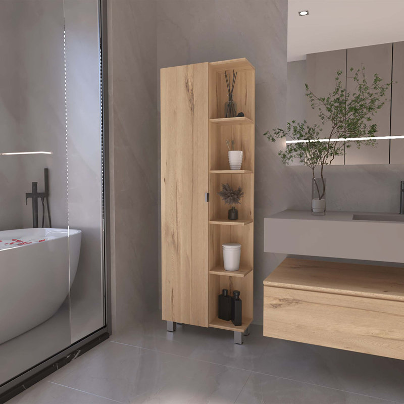 Portland 5-Shelf Linen Cabinet, Light Oak