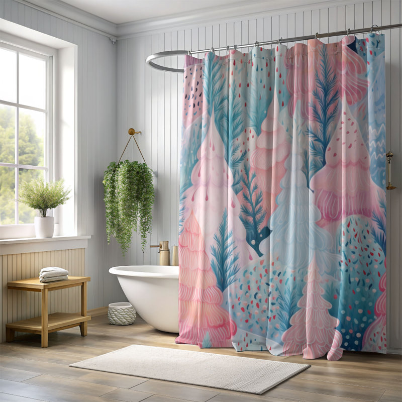 Rideau de douche Blue Flora - Premium, H 74 po x l 71 po