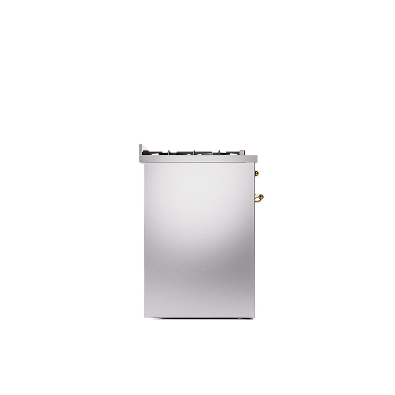 ILVE Nostalgie II Series 30 inch Dual Fuel Range with 5 Sealed Burners (Glass Door), Liquid Propane, Stainless Steel/Brass